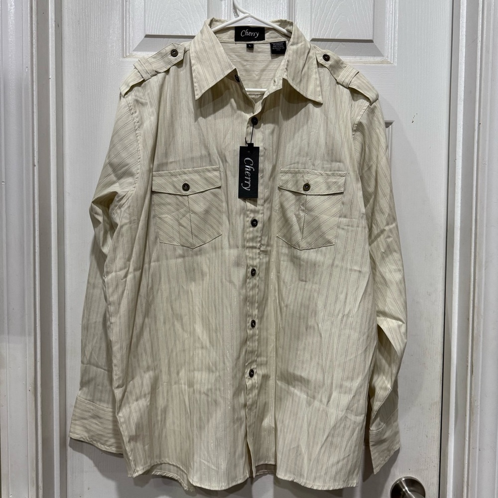 Cream Lightweight Shirt Jacket with Epaulettes